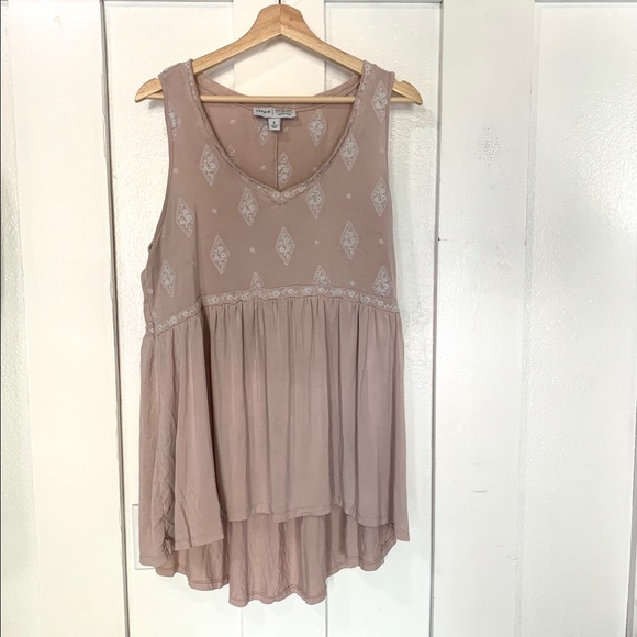 torrid Tops - Torrid Mauve Pink Tank w/ Creme Embroidery Size 2